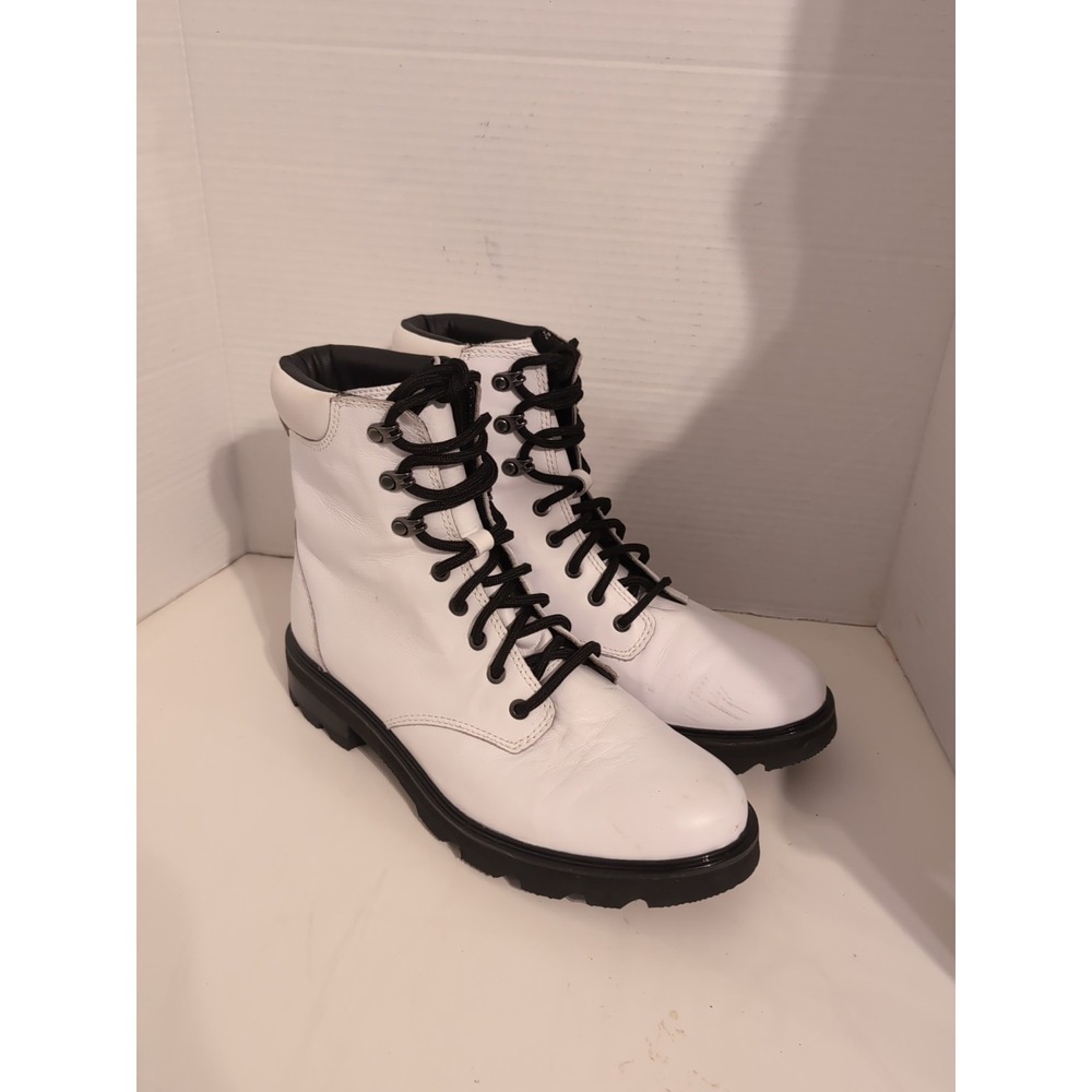 Sorel Lennox 2009281100 STKD Boot Women 12 White Black Lace Up‎ Waterproof S0601